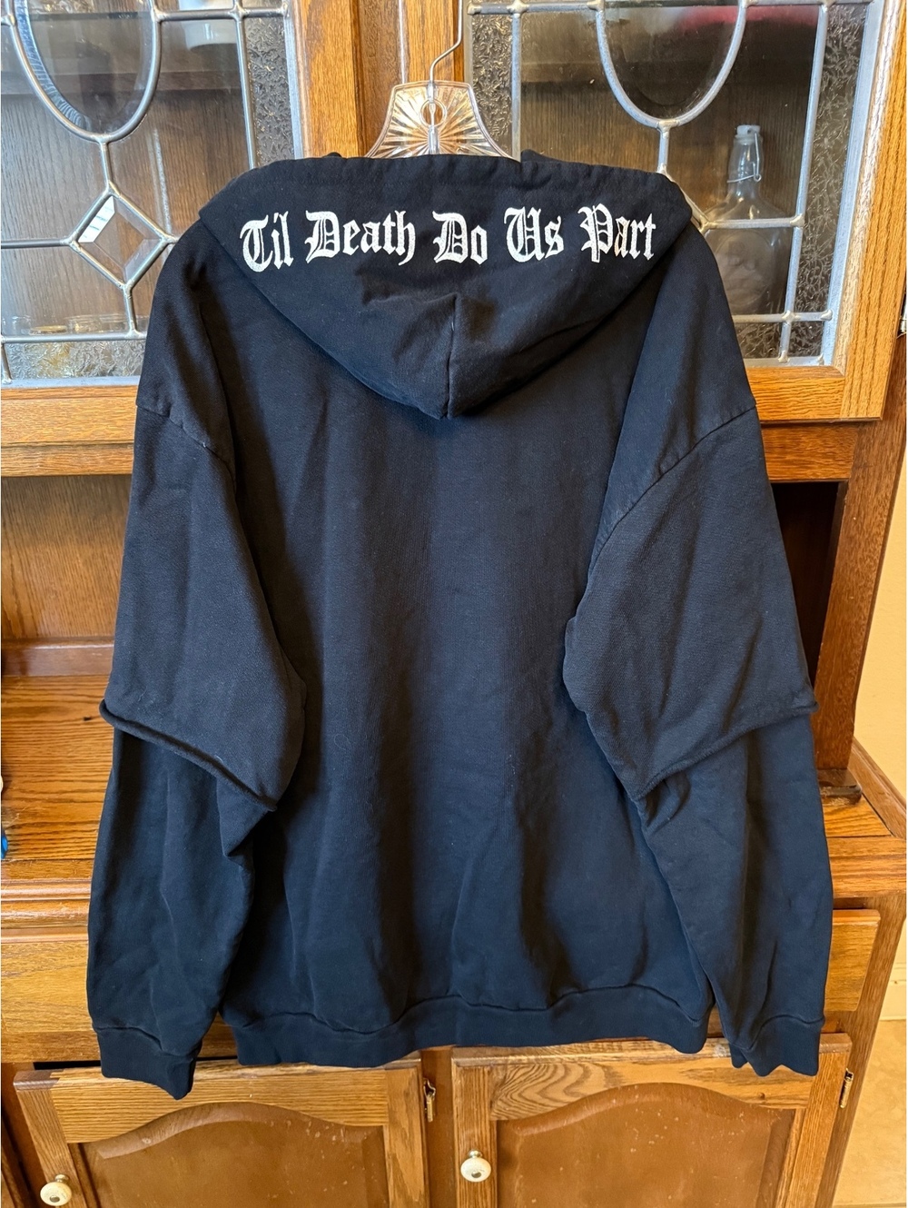 Boys Lie Til Death Do Us Part Twofer Hoodie Black Cherub Angel Oversized OS